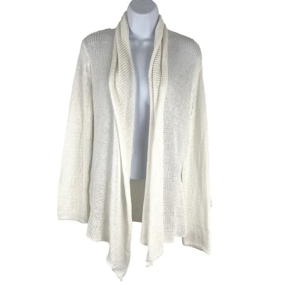 Wooden Ships Open Front Wrap Cardigan Sweater S/M White Open Knit NWT CJ-1423 - Picture 3 of 11